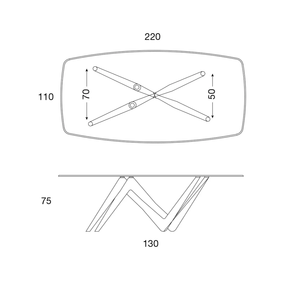 Spisebord glasplade og polyurethanben 2 størrelser - Stalto Viadurini