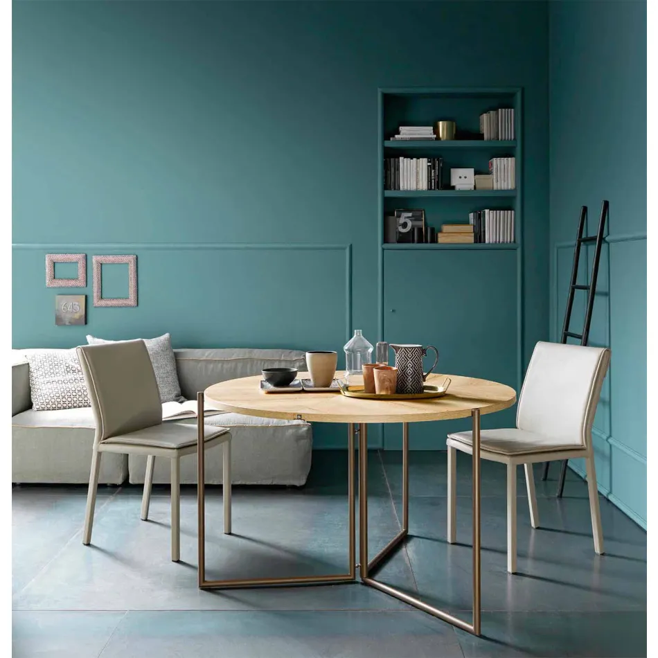 Moderne foldbart spisebord i træ og metal fremstillet i Italien - Menelao Viadurini