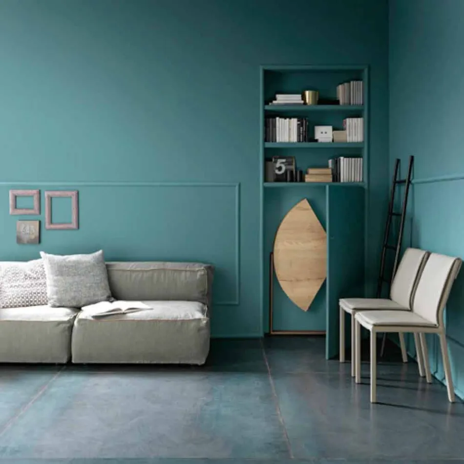 Moderne foldbart spisebord i træ og metal fremstillet i Italien - Menelao Viadurini