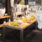 Rektangulært spisebord i eg og rustfrit svindel Viadurini