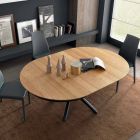 Rundt udtrækkeligt spisebord med træplade Fremstillet i Italien - Crodino Viadurini