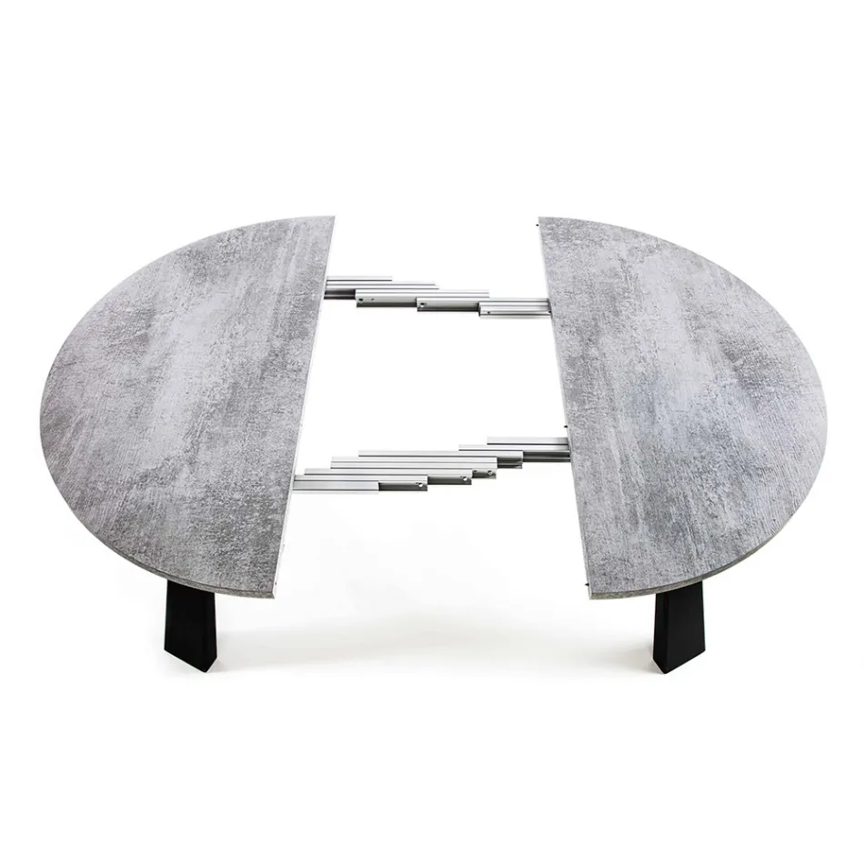 Rundt spisebord, der kan udvides Op til 370 cm i træ og metal - Caimano Viadurini