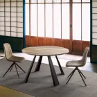 Rundt spisebord, der kan udvides Op til 370 cm i træ og metal - Caimano Viadurini