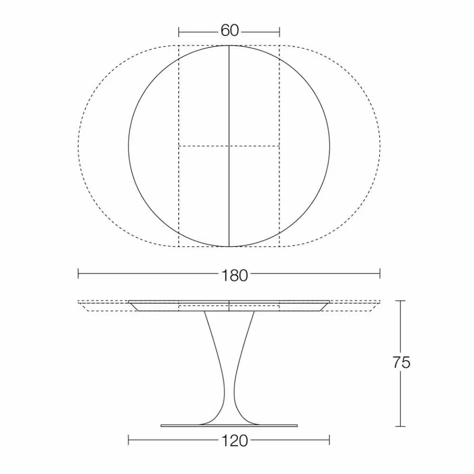 Rundt udtrækkeligt spisebord i laminam keramik fremstillet i Italien - Lupetto Viadurini