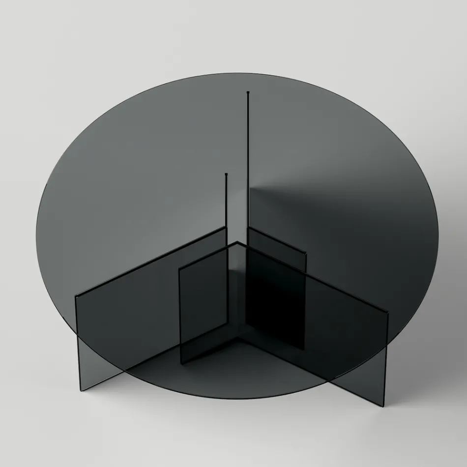 Rundt spisebord med bund og glasplade lavet i Italien - Charles Viadurini