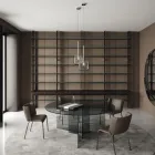 Rundt spisebord med bund og glasplade lavet i Italien - Charles Viadurini