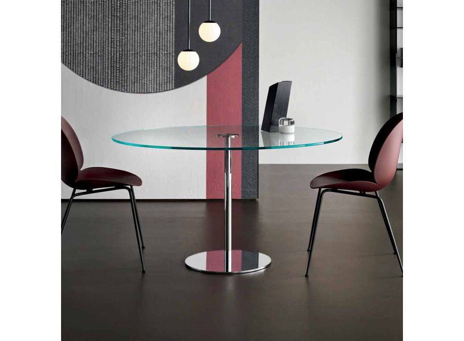 Rundt spisebord med ekstrem lys glasplade fremstillet i Italien - Dolce Viadurini