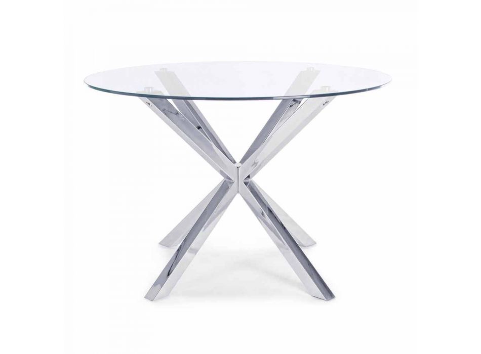 Homemotion rundt spisebord med hærdet glasplade - Denda Viadurini