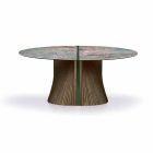 Rundt design spisebord i poleret stentøj og træ fremstillet i Italien - Madame Viadurini