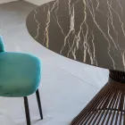 Rundt spisebord i Florim poleret keramik og stålsokkel - Denali Viadurini