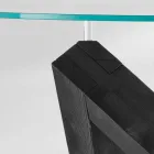 Rundt spisebord i træ med glasplade Bao, moderne design Viadurini