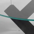 Rundt spisebord i træ med glasplade Bao, moderne design Viadurini