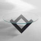 Rundt spisebord i træ med glasplade Bao, moderne design Viadurini