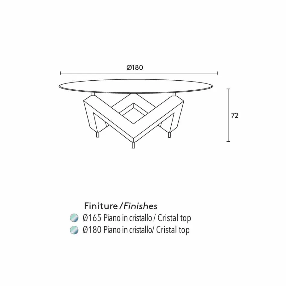 Rundt spisebord i træ med glasplade Bao, moderne design Viadurini