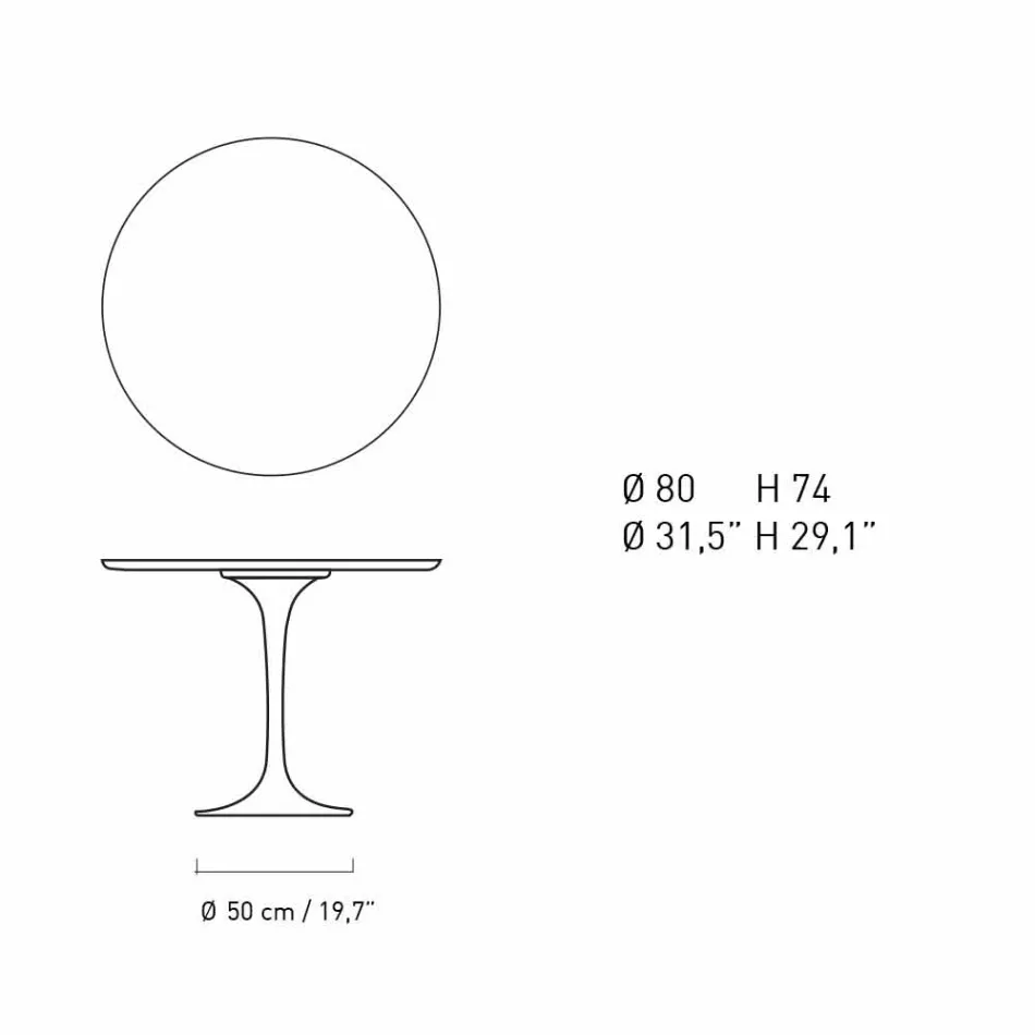 Rundt spisebord i marmor og malet aluminium fremstillet i Italien - Superb Viadurini