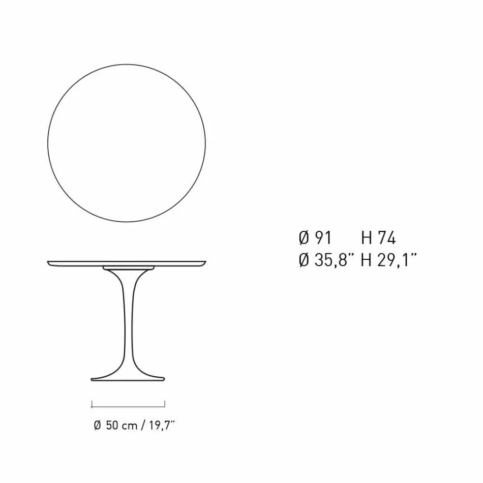 Rundt spisebord i marmor og malet aluminium fremstillet i Italien - Superb Viadurini