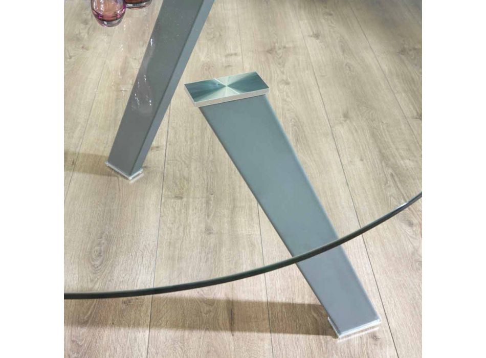 Moderne glas- og metalrundt spisebord - Tontolone Viadurini