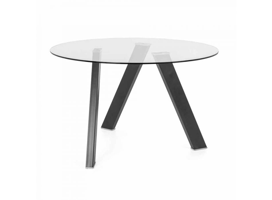 Moderne glas- og metalrundt spisebord - Tontolone Viadurini