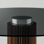 Rundt spisebord i røget glas med træbund lavet i Italien - Rondo Viadurini