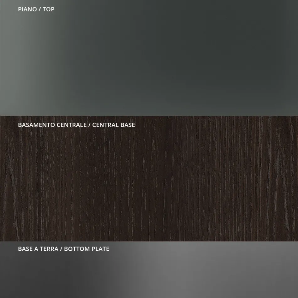 Rundt spisebord i røget glas med træbund lavet i Italien - Rondo Viadurini