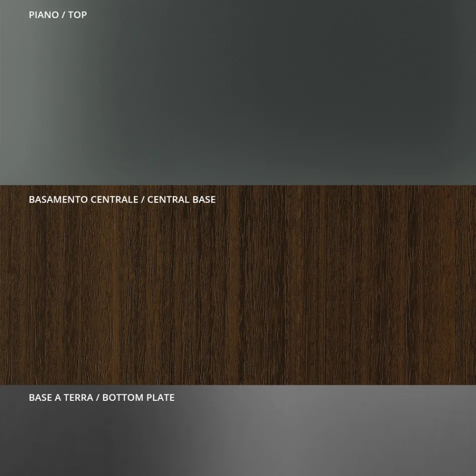 Rundt spisebord i røget glas med træbund lavet i Italien - Rondo Viadurini