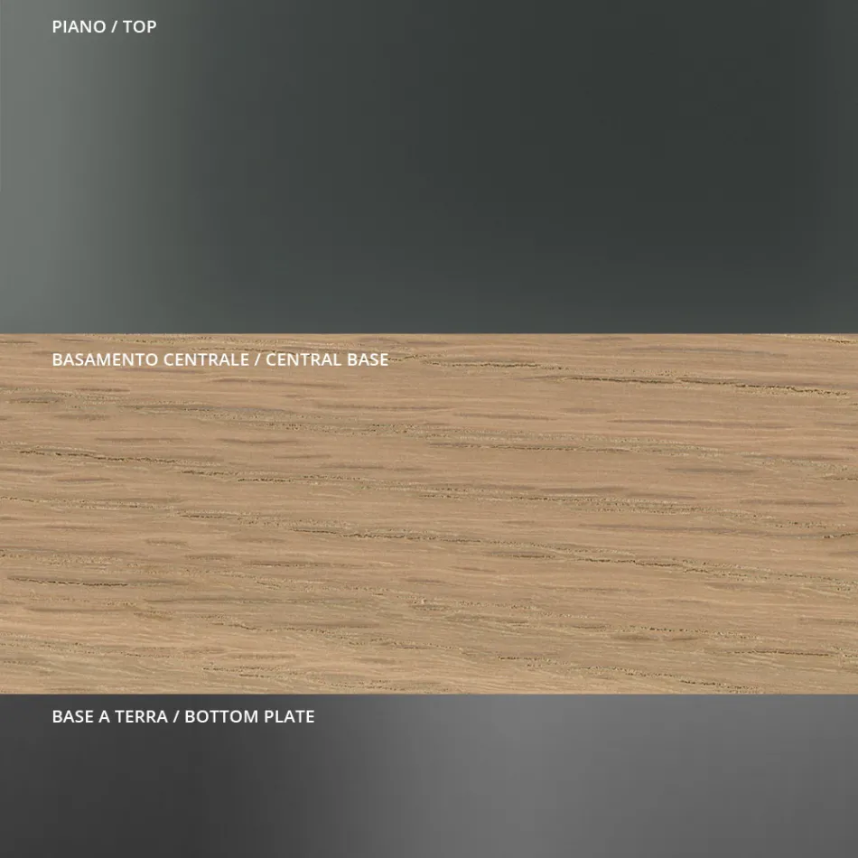 Rundt spisebord i røget glas med træbund lavet i Italien - Rondo Viadurini