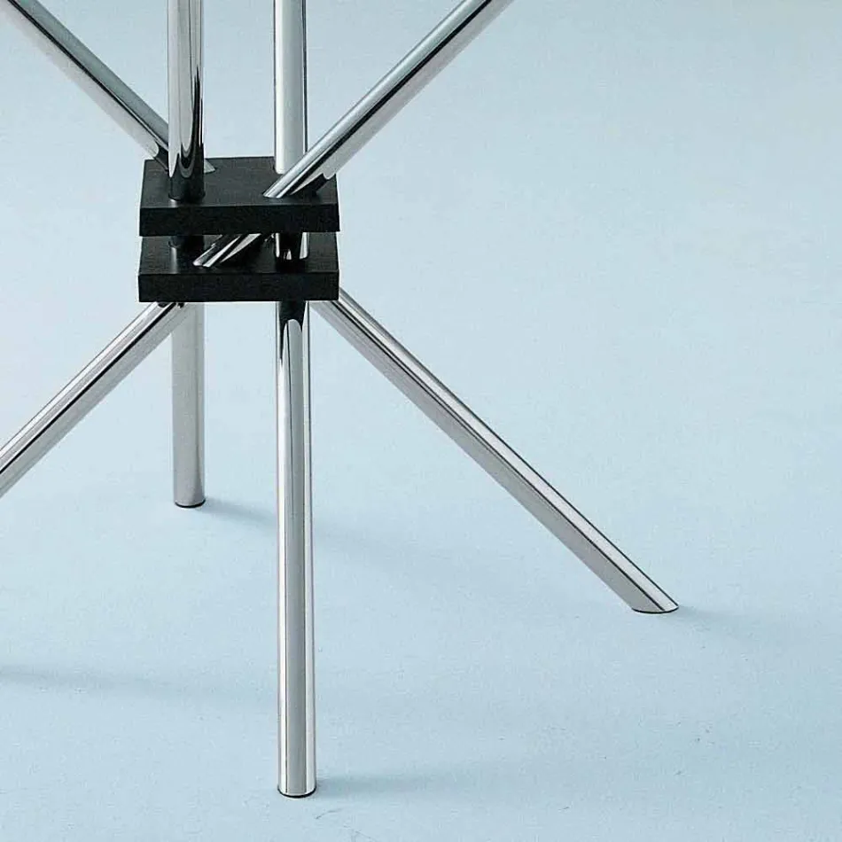 Rundt spisebord i hærdet glas og stål fremstillet i Italien - Trebbiano Viadurini