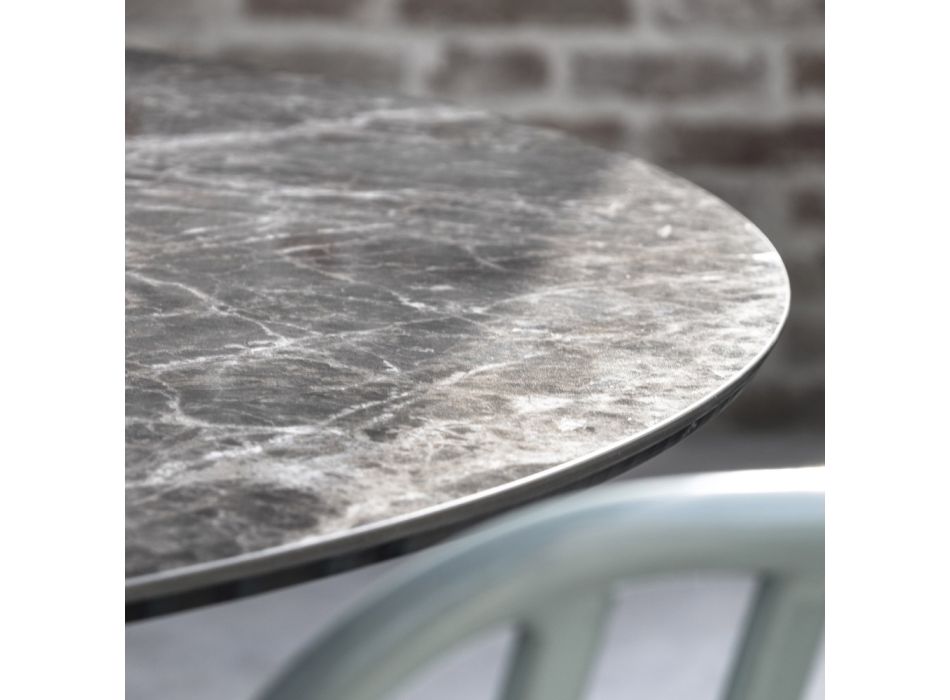 Rundt spisebord i glaskeramik og metal Fremstillet i Italien - Alfero Viadurini