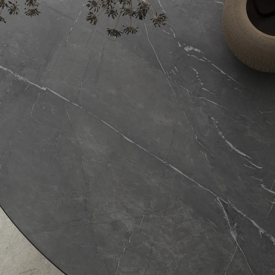 Rundt spisebord i metal og lamineret Hpl Fremstillet i Italien - Bastiano Viadurini