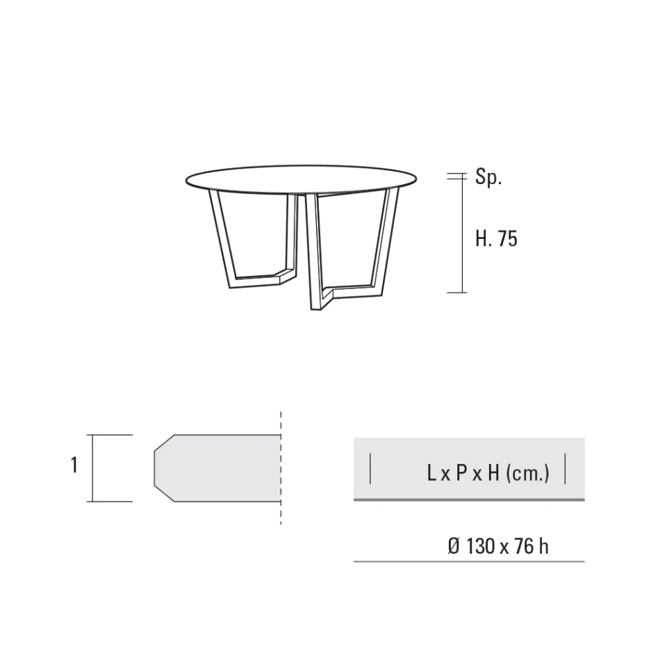 Rundt spisebord i metal og lamineret Hpl Fremstillet i Italien - Bastiano Viadurini