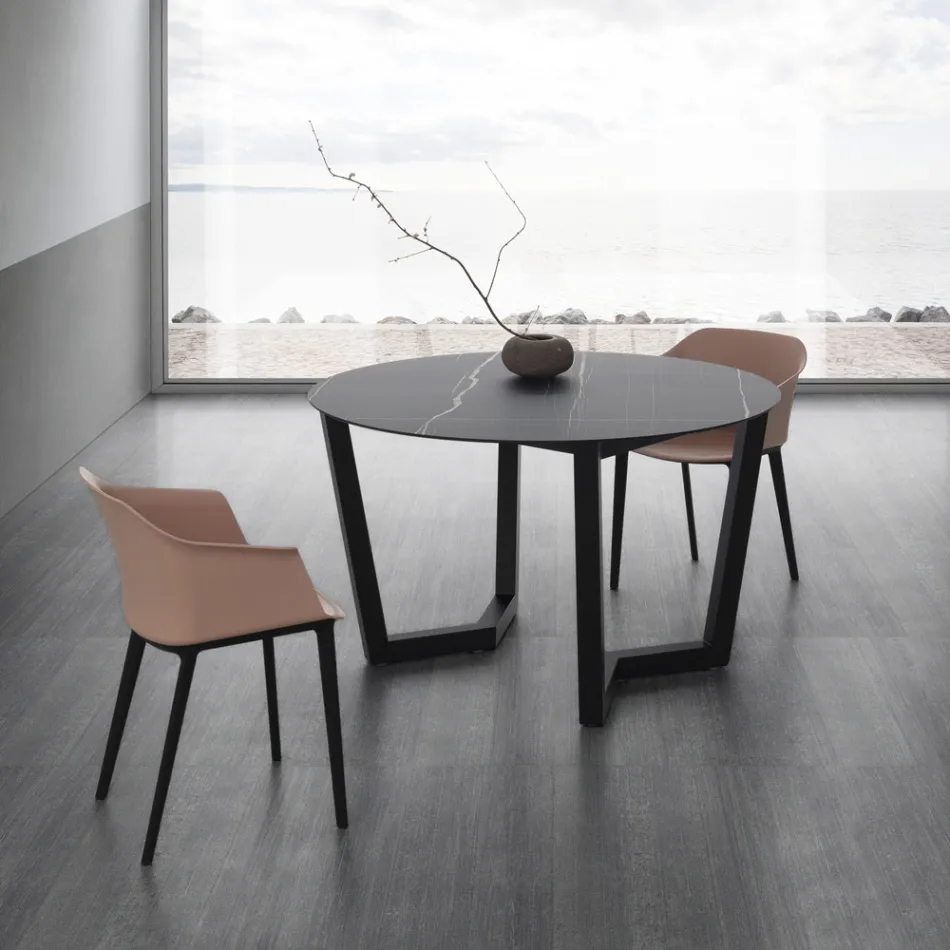 Rundt spisebord i metal og lamineret Hpl Fremstillet i Italien - Bastiano Viadurini