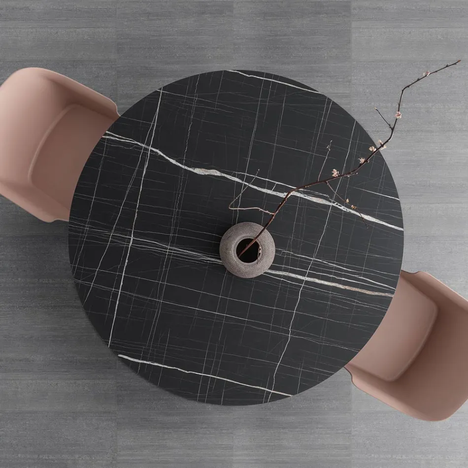 Rundt spisebord i metal og lamineret Hpl Fremstillet i Italien - Bastiano Viadurini