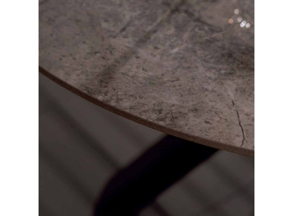Moderne rundt spisebord i keramisk marmor og metaleffekt - Jarvis Viadurini