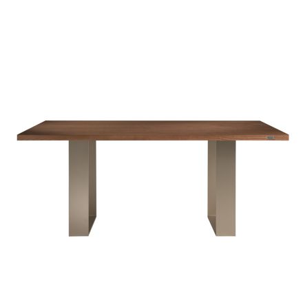 Spisebordsstruktur i jern og massivt træ lavet i Italien - Romino Viadurini