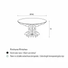 Cassia runde spisebord, klaver sort træ og glas top Viadurini