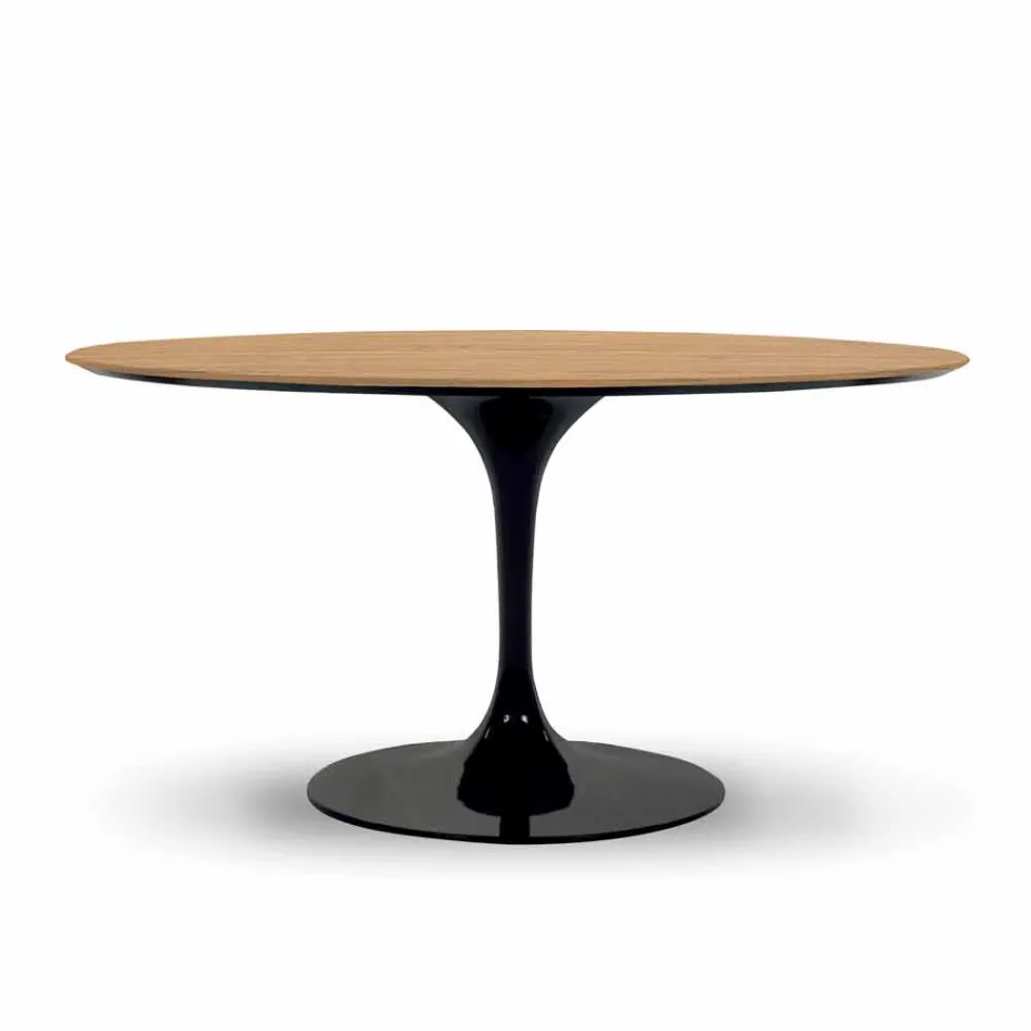 Rundt spisebord med fin fineret plade lavet i Italien - dollars Viadurini