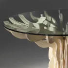 Rundt spisestue træbord med hærdet glas top Dalia Viadurini