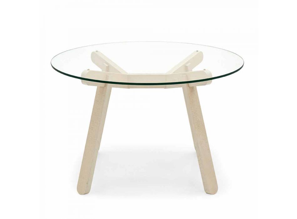Rundt spisebord i hærdet glas og træ fremstillet i Italien - Connubia Peeno Viadurini