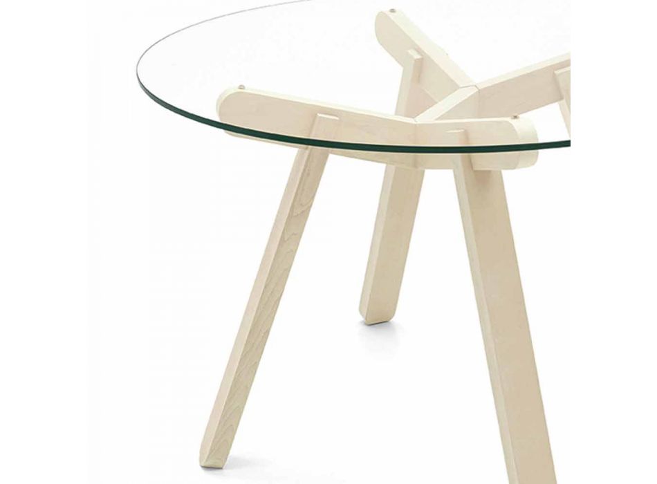 Rundt spisebord i hærdet glas og træ fremstillet i Italien - Connubia Peeno Viadurini