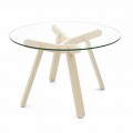 Rundt spisebord i hærdet glas og træ fremstillet i Italien - Connubia Peeno