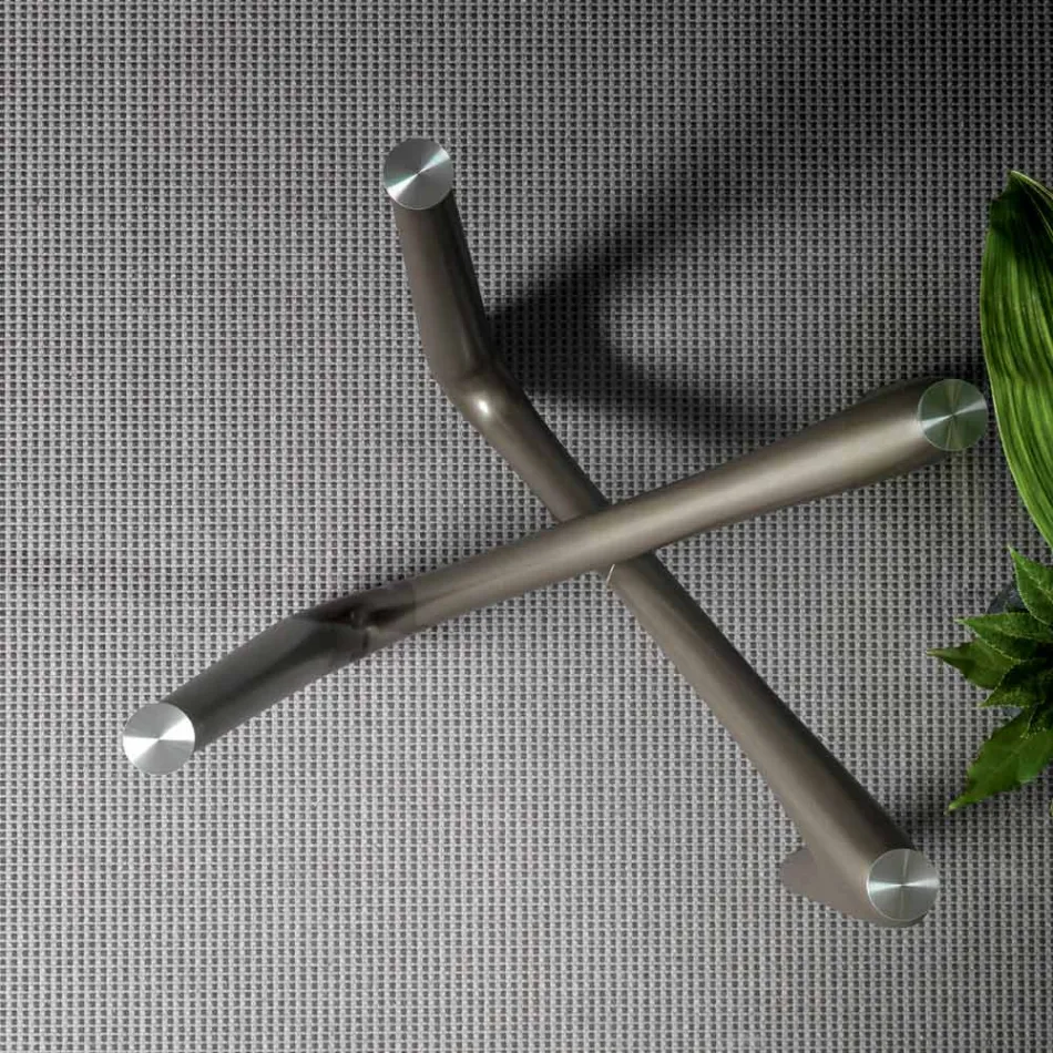 Rundt spisebord i gennemsigtigt glas og polyurethanben - Stalto Viadurini