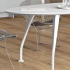 Ovalt mødebord i hvid melamin - Fadila Viadurini