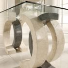 Stuebord i glas og fod i fossil sten - Intreccio Viadurini