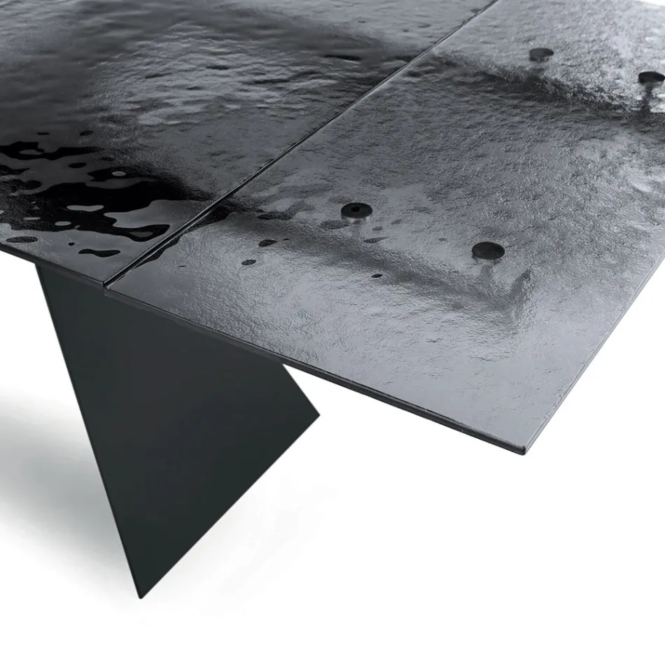 160x90 Stuebord med Transparent Hamret Glasplade - Martello Viadurini