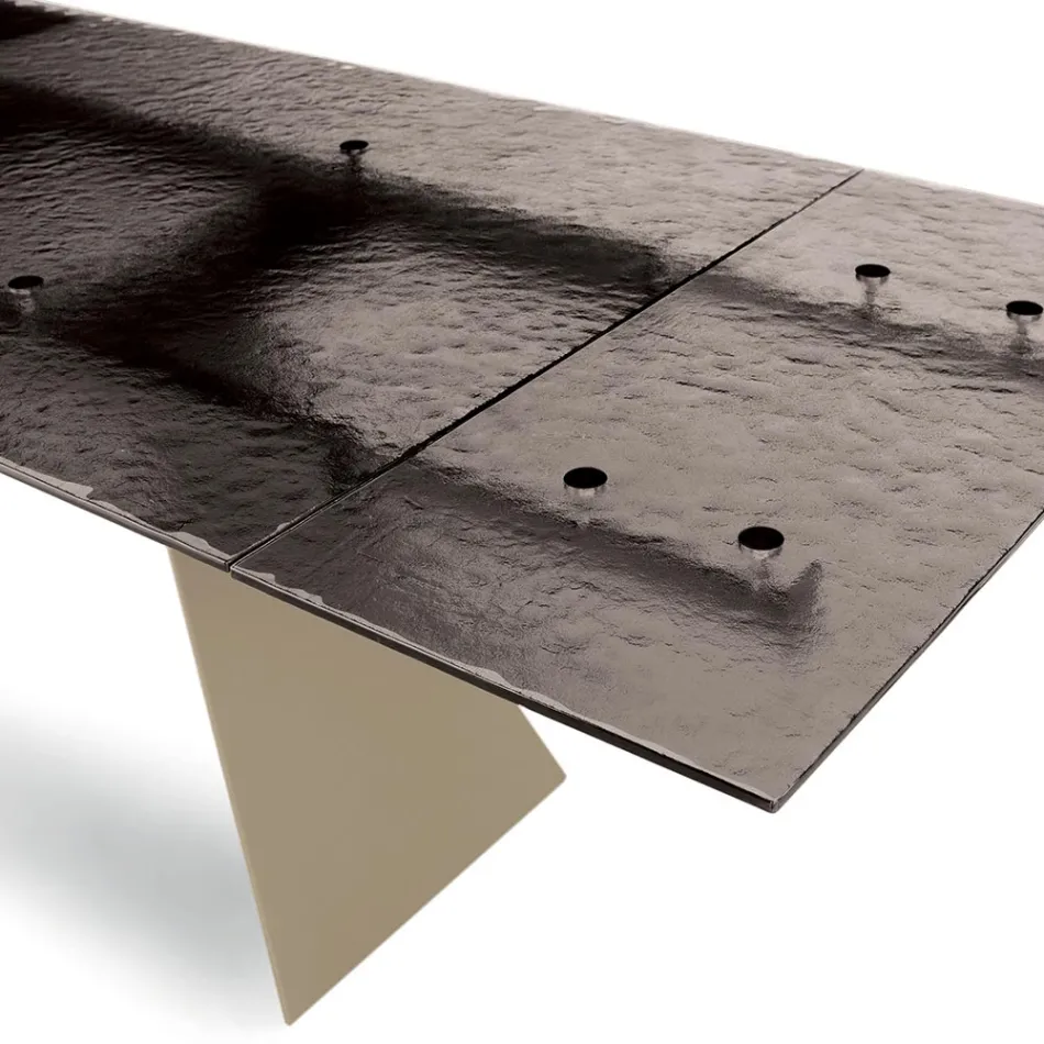 160x90 Stuebord med Transparent Hamret Glasplade - Martello Viadurini