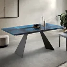 160x90 Stuebord med Transparent Hamret Glasplade - Martello Viadurini