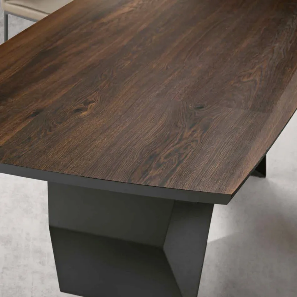 Stuebord 200x100 i Eg Finer og Metal - Kryds Viadurini