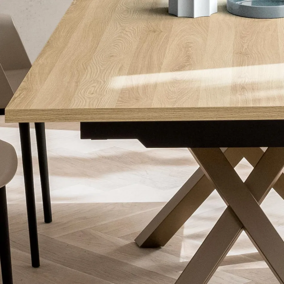 Udtrækkeligt stuebord 260 eller 300 cm i metal og HPL - Borgo Viadurini