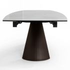 Udtrækkeligt stuebord med tøndeformet plade i keramik Made in Italy - Briller Viadurini
