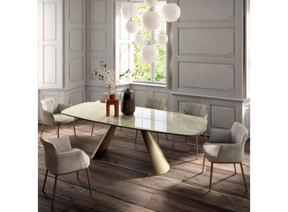 Fast stuebord med tøndeformet plade i keramik Made in Italy - Briller Viadurini